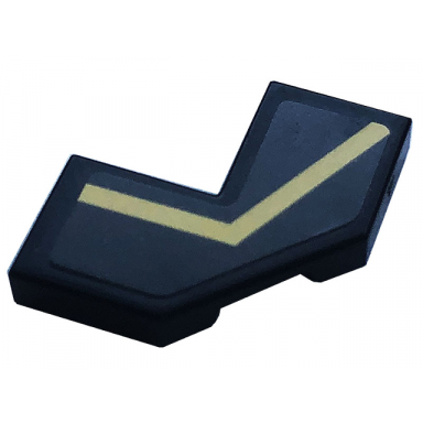 black tile modified facet 2 x 2 with gold stripe angled pattern model right side sticker - set 76899