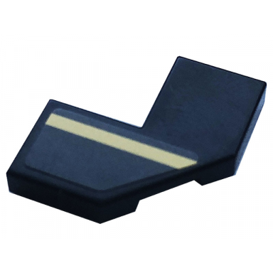 black tile modified facet 2 x 2 with gold stripe straight pattern model left side sticker - set 76899