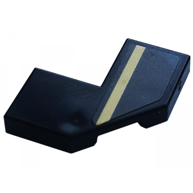 black tile modified facet 2 x 2 with gold stripe straight pattern model right side sticker - set 76899