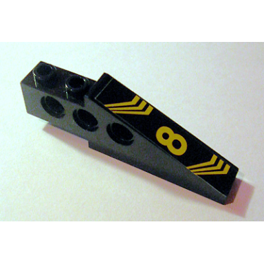 black technic slope 6 x 1 x 1 2 3 with yellow 8 and bent stripes pattern model left side sticker - set 8425