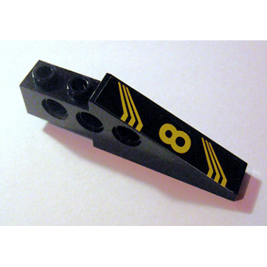 black technic slope 6 x 1 x 1 2 3 with yellow 8 and bent stripes pattern model right side sticker - set 8425