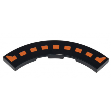black tile round corner 4 x 4 macaroni with orange dotted line and arrows pattern