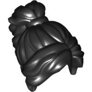 black minifigure hair female long wavy with ponytail