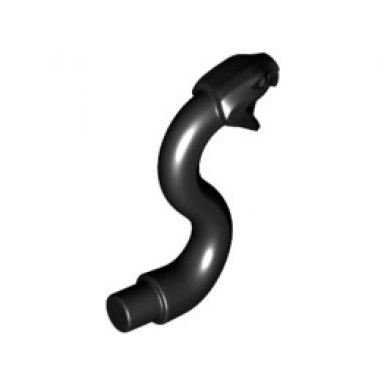 black snake head with open mouth fangs and curved neck with bar