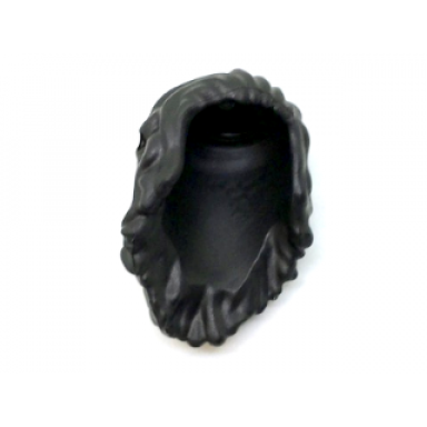 black mini doll hair long wavy bangs swept back hole on top and right - flexible rubber