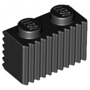 black brick modified 1 x 2 with grille fluted profile