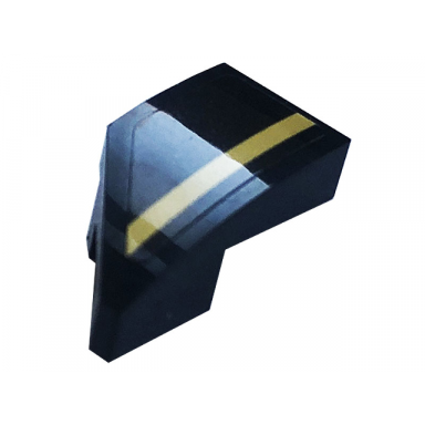black wedge 2 x 1 x 2 3 right with gold stripe pattern sticker - set 76899