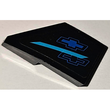black wedge 2 x 1 x 2 3 right with medium azure stripe and blue chevrolet logos pattern sticker - set 75891