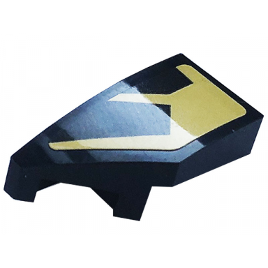 black wedge 2 x 1 x 2 3 left with gold stripes pattern sticker - set 76899