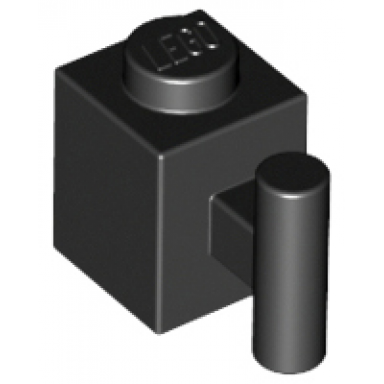 black brick modified 1 x 1 with bar handle