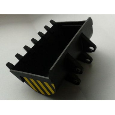 black technic digger bucket 8 x 10 with black and yellow danger stripes pattern on both sides stickers - set 8283