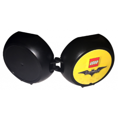 black container pod with light bluish gray 6 x 6 round plate and 1 x 2 plate with the lego batman movie pattern stickers - set 5004929