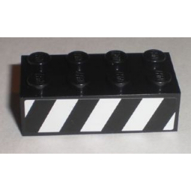 black brick 2 x 4 with black and white danger stripes pattern model left side sticker - set 8211