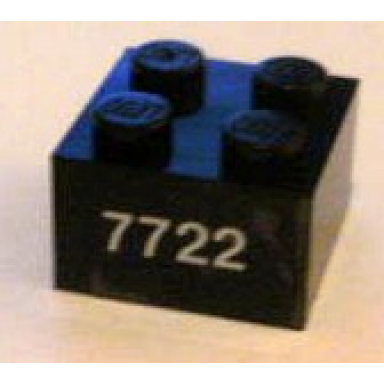 black brick 2 x 2 with white 7722 pattern sticker - set 7722