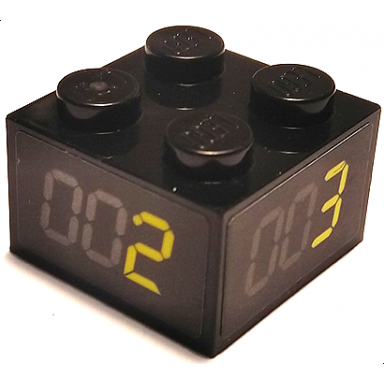 black brick 2 x 2 with lap counter with yellow numbers 1 2 3 and 4 pattern on all sides stickers - set 75888