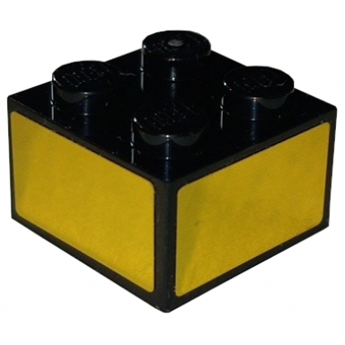 black brick 2 x 2 with gold rectangle pattern on all sides stickers - set 42158