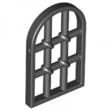 black pane for window 1 x 2 x 2 2 3 twisted bar with rounded top