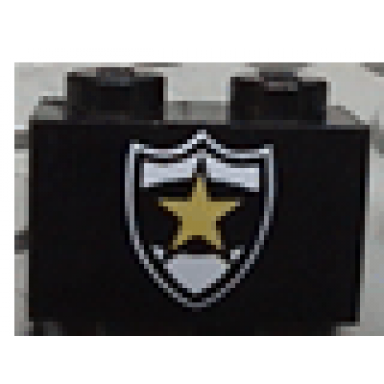 black brick 1 x 2 with police yellow star badge pattern
