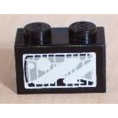 black brick 1 x 2 with headlight light gray pattern sticker - set 8280