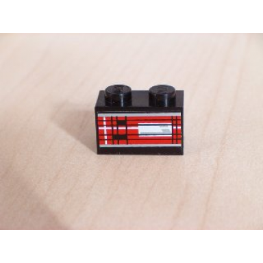 black brick 1 x 2 with taillight pattern model left side sticker - set 8280