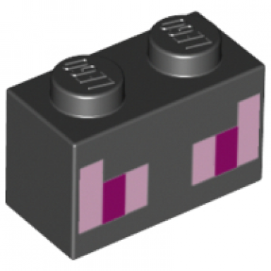 black brick 1 x 2 with bright pink and magenta rectangles pattern minecraft ender dragon eyes