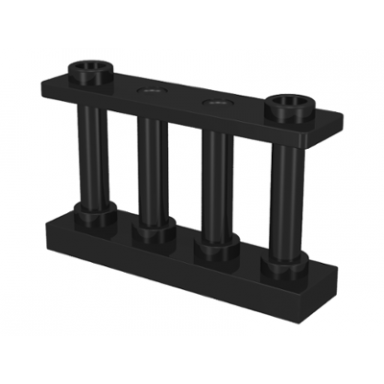 black fence 1 x 4 x 2 spindled with 2 studs