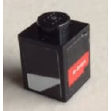 black brick 1 x 1 with e-tron and white trapezoid on adjacent sides pattern model left side stickers - set 75872