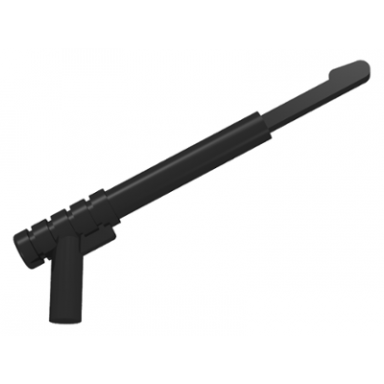 black minifigure weapon spear gun with rounded trigger and thin spear base