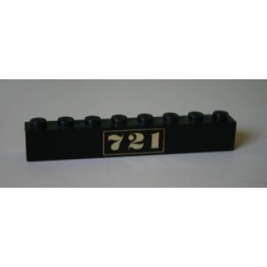 black brick 1 x 8 with gold 721 pattern