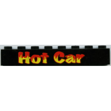 black brick 1 x 8 with hot car pattern
