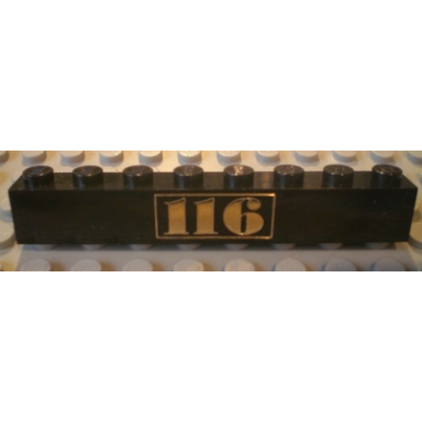 black brick 1 x 8 with gold 116 pattern centered