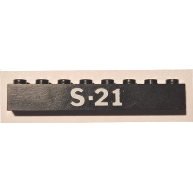 black brick 1 x 8 with white s-21 pattern