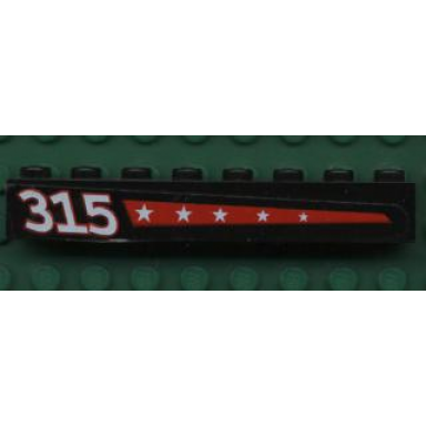 black brick 1 x 8 with 5 stars on red stripe and 315 on left pattern sticker - set 6596
