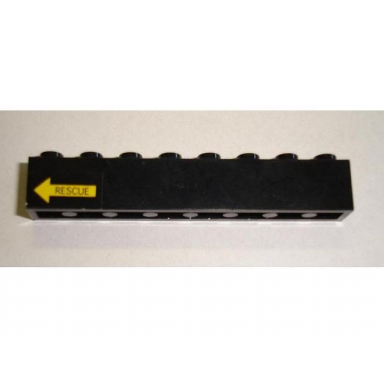 black brick 1 x 8 with yellow arrow and rescue pattern model left side sticker - set 8480