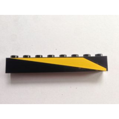 black brick 1 x 8 with yellow triangle pattern model left side sticker - set 6679-1