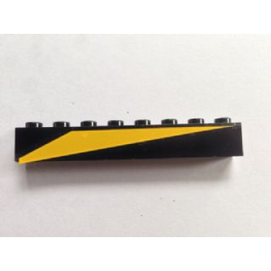 black brick 1 x 8 with yellow triangle pattern model right side sticker - set 6679-1