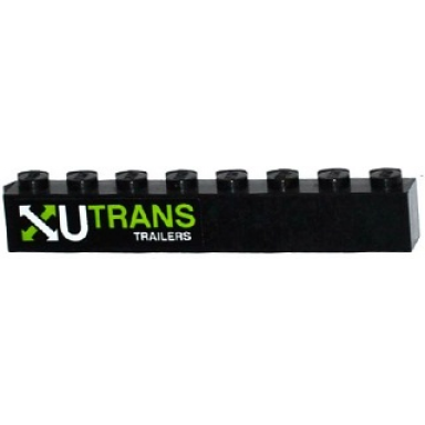 black brick 1 x 8 with white and lime arrows and u trans trailers pattern model left side sticker - set 60085