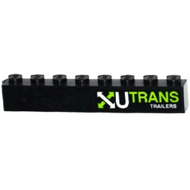 black brick 1 x 8 with white and lime arrows and u trans trailers pattern model right side sticker - set 60085