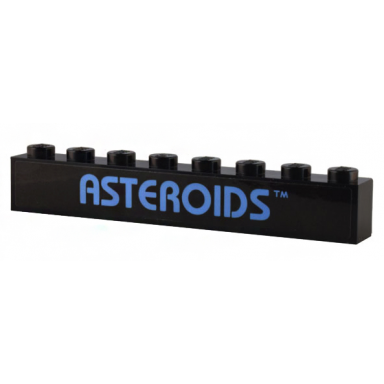 black brick 1 x 8 with medium blue asteroids pattern sticker - set 10306