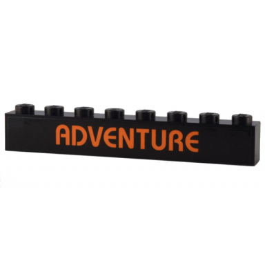 black brick 1 x 8 with orange adventure pattern sticker - set 10306
