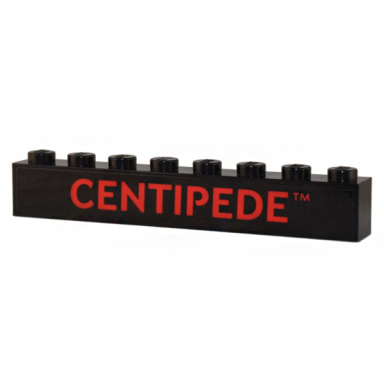 black brick 1 x 8 with red centipede pattern sticker - set 10306