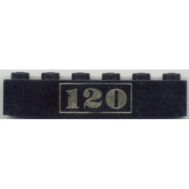 black brick 1 x 6 with gold 120 pattern