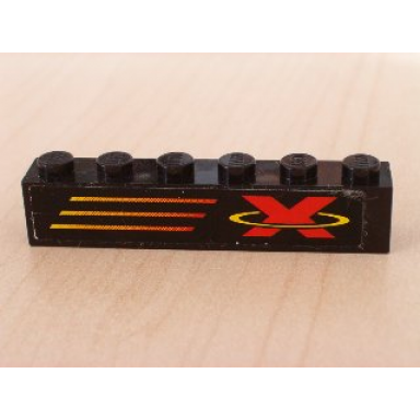 black brick 1 x 6 with x-treme team logo right pattern sticker - set 6567