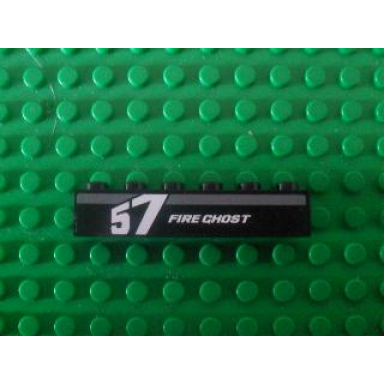 black brick 1 x 6 with fire ghost and 57 pattern model left side sticker - set 8165
