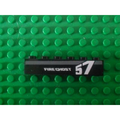 black brick 1 x 6 with fire ghost and 57 pattern model right side sticker - set 8165