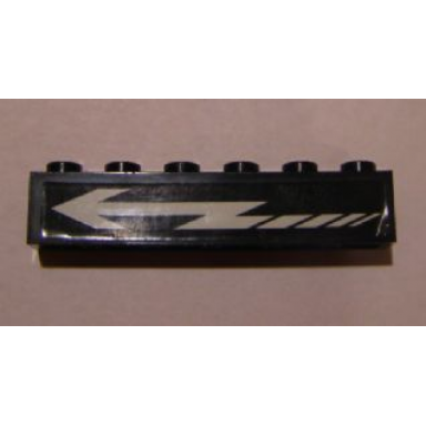black brick 1 x 6 with white arrow pattern model left side sticker - set 4533