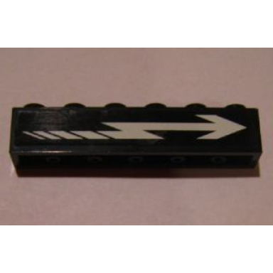 black brick 1 x 6 with white arrow pattern model right side sticker - set 4533