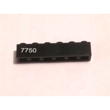 black brick 1 x 6 with white 7750 pattern model left side sticker - set 7750