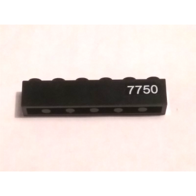 black brick 1 x 6 with white 7750 pattern model right side sticker - set 7750