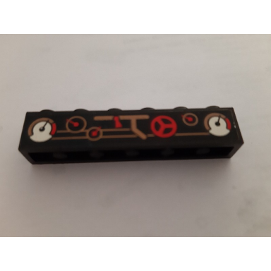 black brick 1 x 6 with gauges and pipes pattern sticker - set 3225